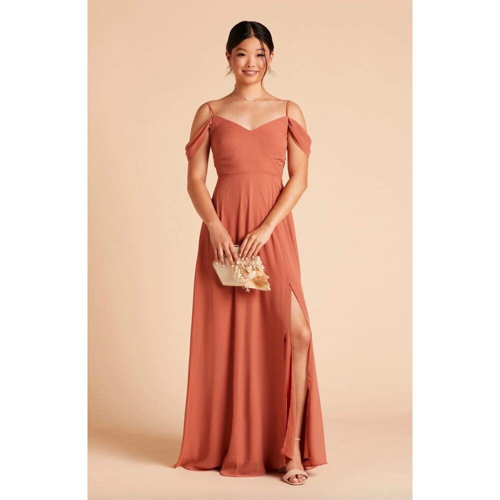 Birdy Grey Terracotta Devin Dress Slit Detachable Off Shoulder Maxi XL US 10/12